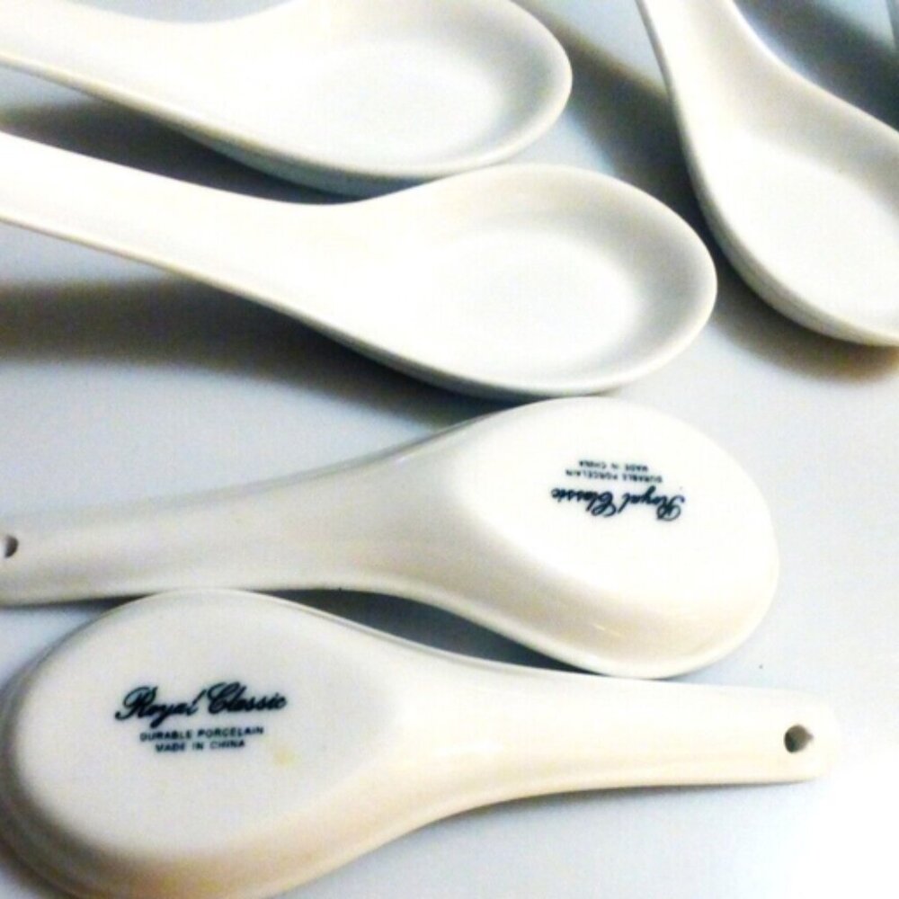 12x Royal Classic WON TON Soup SPOONS Durable Porcelain Chinse Spoons Japanese